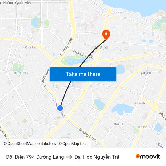 Đối Diện 794 Đường Láng to Đại Học Nguyễn Trãi map