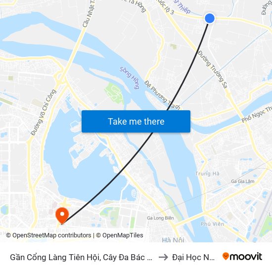 Gần Cổng Làng Tiên Hội, Cây Đa Bác Hồ - Km 5 +700 Quốc Lộ 3 to Đại Học Nguyễn Trãi map