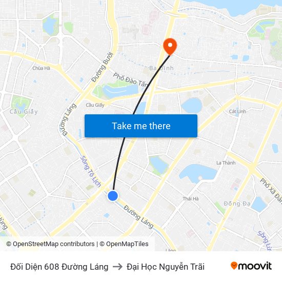 Đối Diện 608 Đường Láng to Đại Học Nguyễn Trãi map