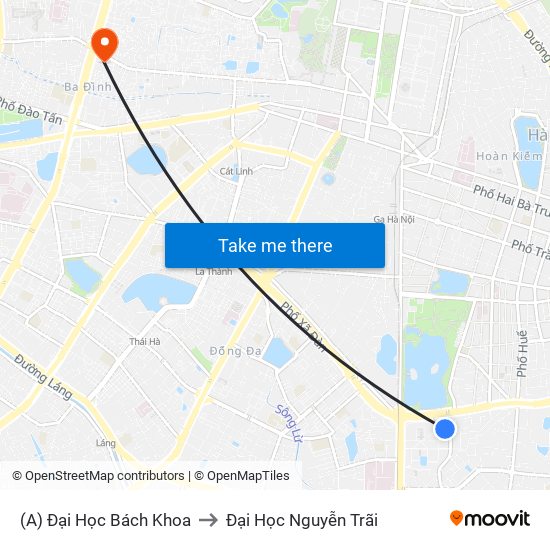 (A) Đại Học Bách Khoa to Đại Học Nguyễn Trãi map