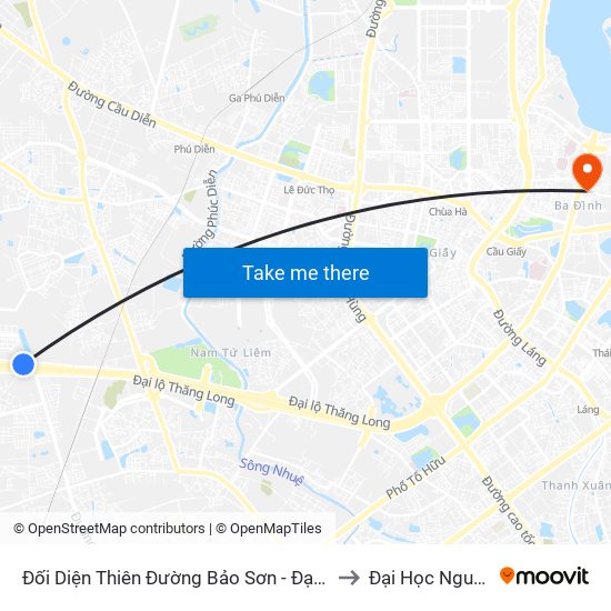 Đối Diện Thiên Đường Bảo Sơn - Đại Lộ Thăng Long to Đại Học Nguyễn Trãi map