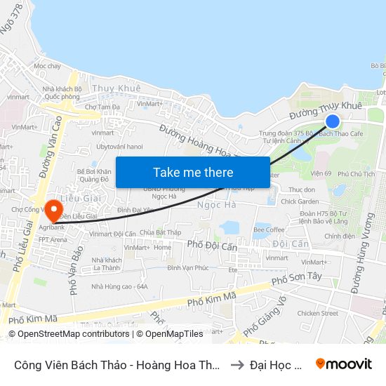 Công Viên Bách Thảo - Hoàng Hoa Thám (Đd Trường Thcs Chu Văn An) to Đại Học Nguyễn Trãi map