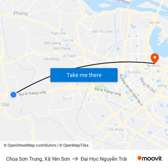 Chùa Sơn Trung, Xã Yên Sơn to Đại Học Nguyễn Trãi map