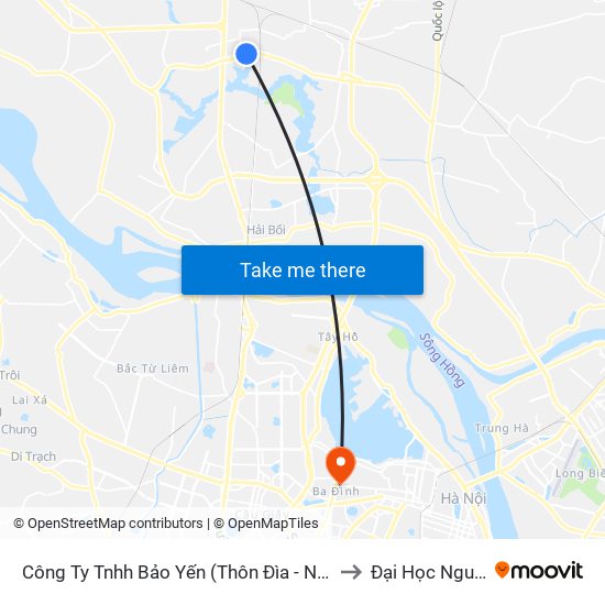 Công Ty Tnhh Bảo Yến (Thôn Đìa - Nam Hồng) - Ql 23b to Đại Học Nguyễn Trãi map