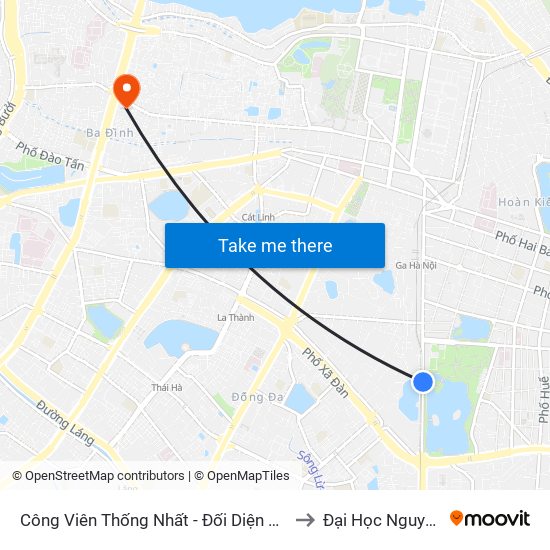 Công Viên Thống Nhất - Đối Diện 326 Lê Duẩn to Đại Học Nguyễn Trãi map