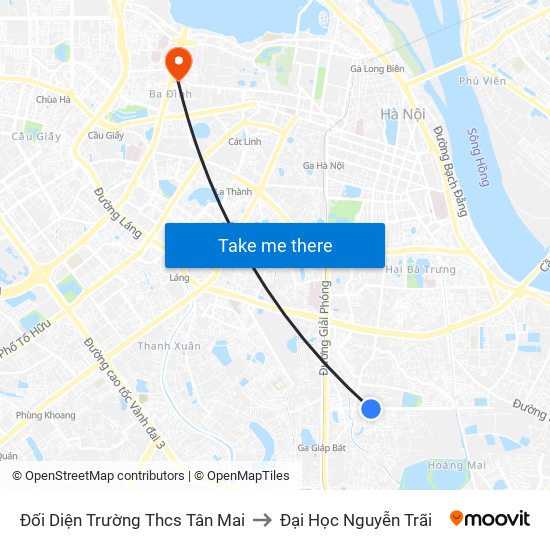 Đối Diện Trường Thcs Tân Mai to Đại Học Nguyễn Trãi map