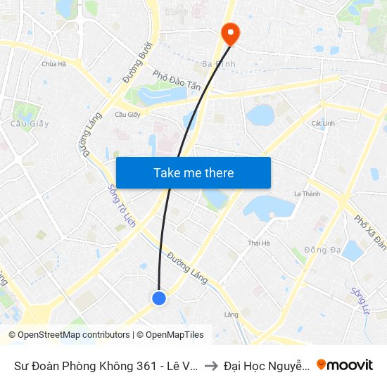Sư Đoàn Phòng Không 361 - Lê Văn Lương to Đại Học Nguyễn Trãi map