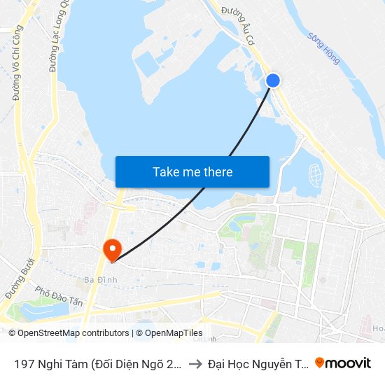 197 Nghi Tàm (Đối Diện Ngõ 276) to Đại Học Nguyễn Trãi map