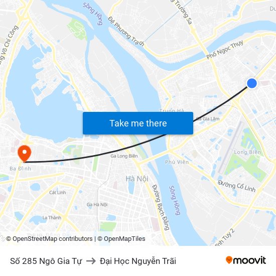 Số 285 Ngô Gia Tự to Đại Học Nguyễn Trãi map