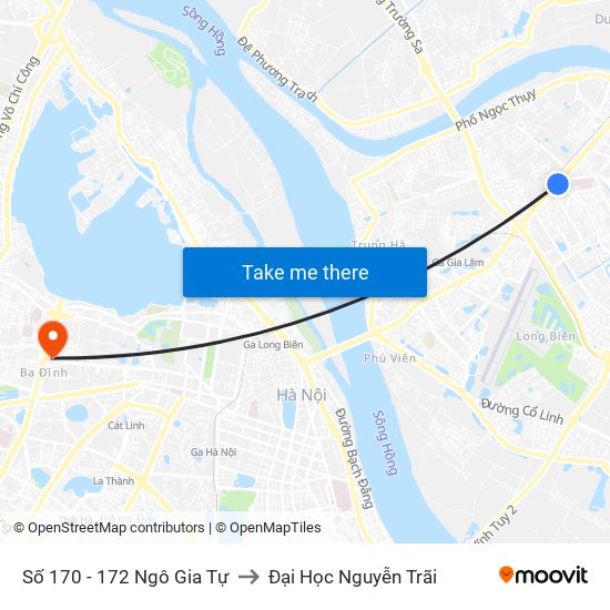 Số 170 - 172 Ngô Gia Tự to Đại Học Nguyễn Trãi map