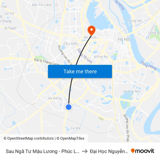 Sau Ngã Tư Mậu Lương - Phúc La 50m to Đại Học Nguyễn Trãi map