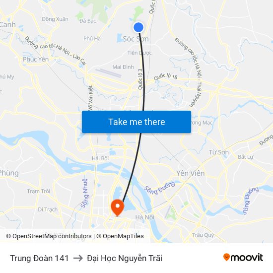 Trung Đoàn 141 to Đại Học Nguyễn Trãi map