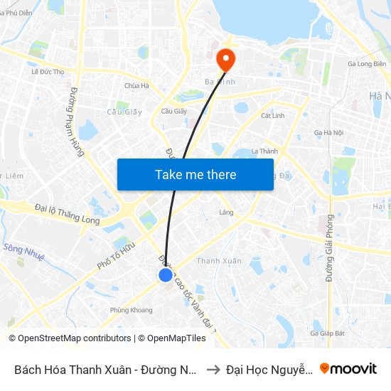 Bách Hóa Thanh Xuân - Đường Nguyễn Trãi to Đại Học Nguyễn Trãi map