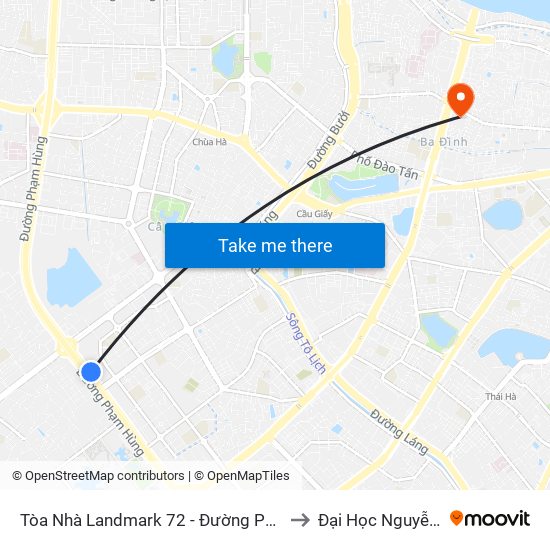 Tòa Nhà Landmark 72 - Đường Phạm Hùng to Đại Học Nguyễn Trãi map