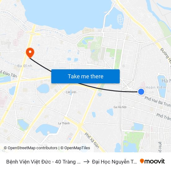 Bệnh Viện Việt Đức - 40 Tràng Thi to Đại Học Nguyễn Trãi map