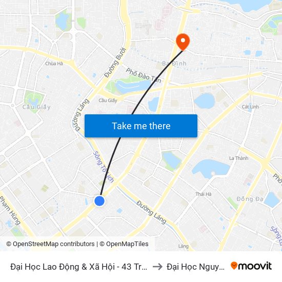 Đại Học Lao Động & Xã Hội - 43 Trần Duy Hưng to Đại Học Nguyễn Trãi map