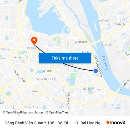 Cổng Bệnh Viện Quân Y 108 - Đối Diện 2e Trần Hưng Đạo to Đại Học Nguyễn Trãi map