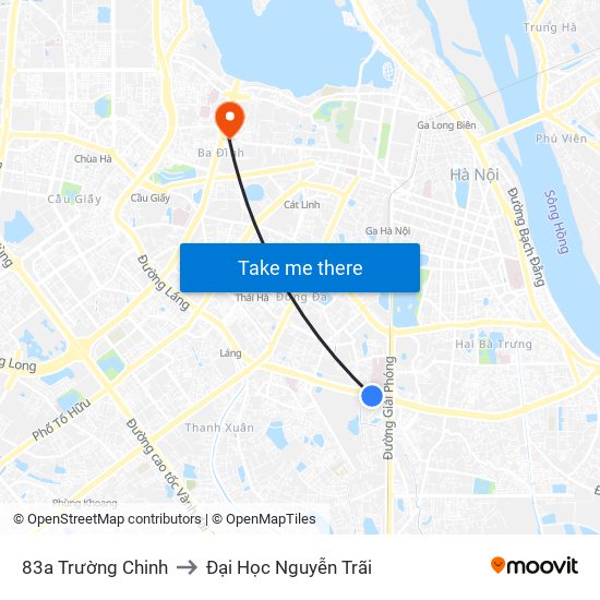 83a Trường Chinh to Đại Học Nguyễn Trãi map