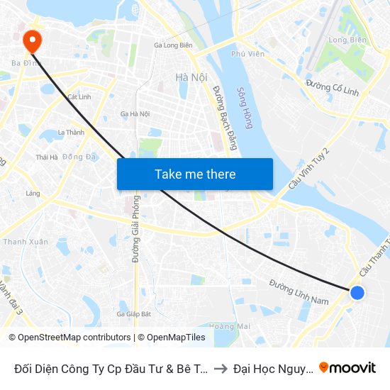 Đối Diện Công Ty Cp Đầu Tư & Bê Tông Thịnh Liệt to Đại Học Nguyễn Trãi map