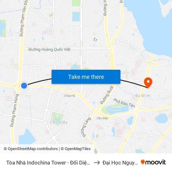 Tòa Nhà Indochina Tower - Đối Diện Đhqg Hà Nội to Đại Học Nguyễn Trãi map