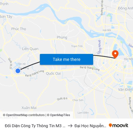 Đối Diện Công Ty Thông Tin M3 Viettel to Đại Học Nguyễn Trãi map