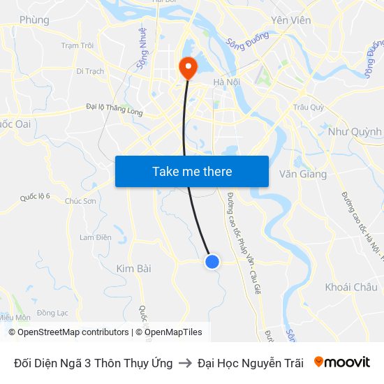 Đối Diện Ngã 3 Thôn Thụy Ứng to Đại Học Nguyễn Trãi map