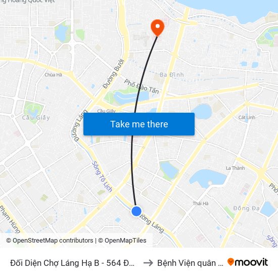 Đối Diện Chợ Láng Hạ B - 564 Đường Láng to Bệnh Viện quân y 354 map