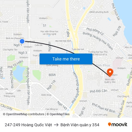 247-249 Hoàng Quốc Việt to Bệnh Viện quân y 354 map