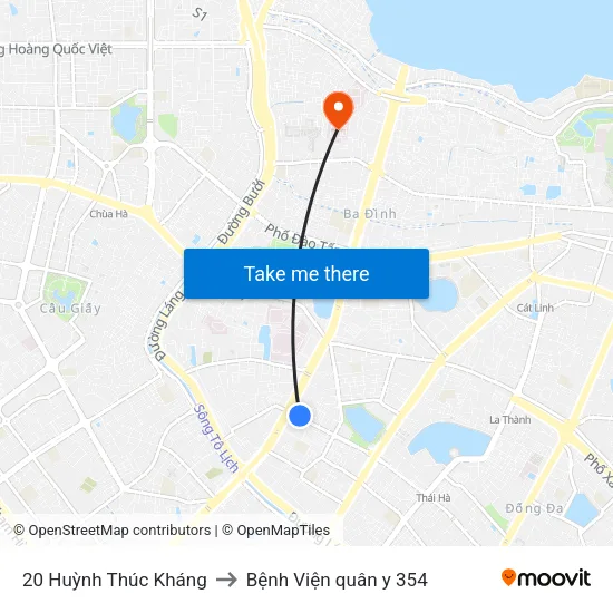 20 Huỳnh Thúc Kháng to Bệnh Viện quân y 354 map