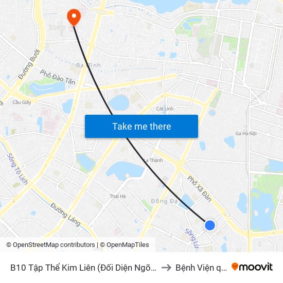 B10 Tập Thể Kim Liên (Đối Diện Ngõ 46b Phạm Ngọc Thạch) to Bệnh Viện quân y 354 map