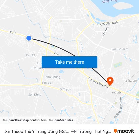 Xn Thuốc Thú Y Trung Ương (Đức Thượng Hoài Đức) - Quốc Lộ 32 to Trường Thpt Nguyễn Thị Minh Khai map