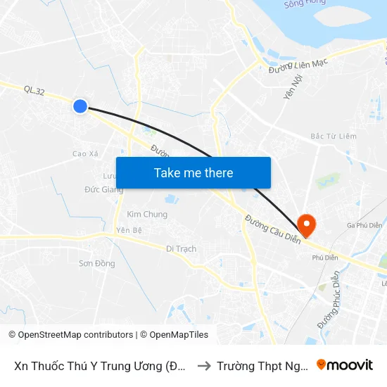 Xn Thuốc Thú Y Trung Ương (Đức Thượng Hoài Đức) - Quốc Lộ 32 to Trường Thpt Nguyễn Thị Minh Khai map