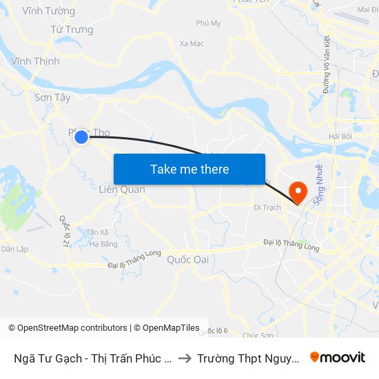 Ngã Tư Gạch - Thị Trấn Phúc Thọ (Chiều Đi Sơn Tây) to Trường Thpt Nguyễn Thị Minh Khai map