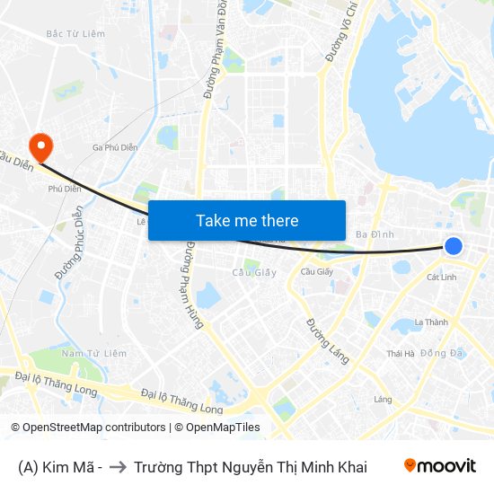 (A) Kim Mã - to Trường Thpt Nguyễn Thị Minh Khai map