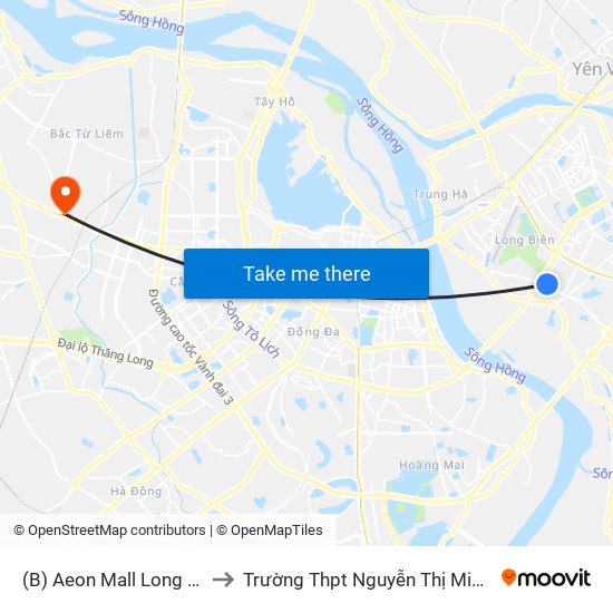 (B) Aeon Mall Long Biên - to Trường Thpt Nguyễn Thị Minh Khai map