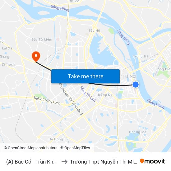 (A) Bác Cổ - Trần Khánh Dư to Trường Thpt Nguyễn Thị Minh Khai map