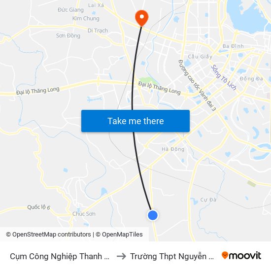 Cụm Công Nghiệp Thanh Oai (Cổng Phụ) to Trường Thpt Nguyễn Thị Minh Khai map