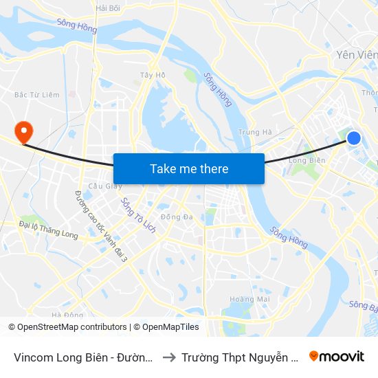 Vincom Long Biên - Đường Chu Huy Mân to Trường Thpt Nguyễn Thị Minh Khai map