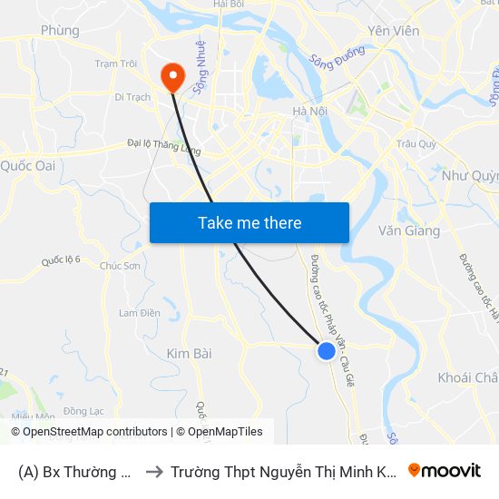 (A) Bx Thường Tín to Trường Thpt Nguyễn Thị Minh Khai map