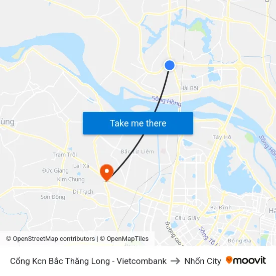 Cổng Kcn Bắc Thăng Long - Vietcombank to Nhổn City map