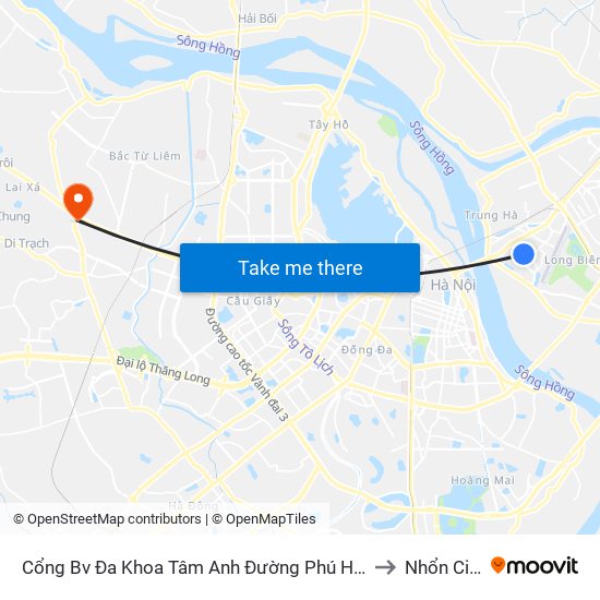 Cổng Bv Đa Khoa Tâm Anh Đường Phú Hựu to Nhổn City map