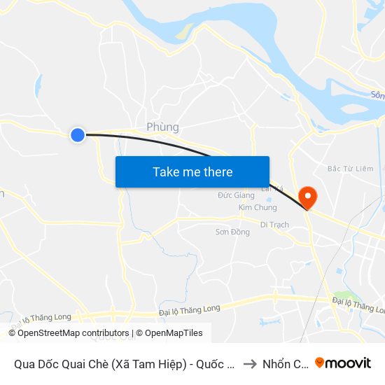 Qua Dốc Quai Chè (Xã Tam Hiệp) - Quốc Lộ 32 to Nhổn City map