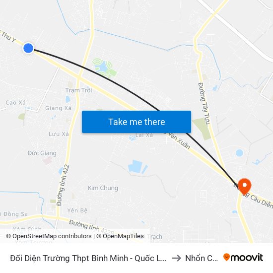 Đối Diện Trường Thpt Bình Minh - Quốc Lộ 32 to Nhổn City map