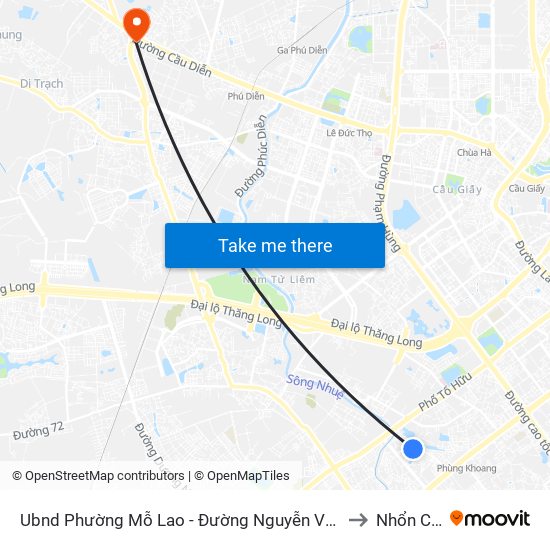 Ubnd Phường Mỗ Lao - Đường Nguyễn Văn Lộc to Nhổn City map