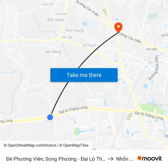 Đê Phương Viên, Song Phương - Đại Lộ Thăng Long to Nhổn City map