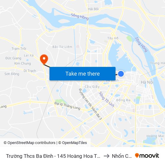 Trường Thcs Ba Đình - 145 Hoàng Hoa Thám to Nhổn City map