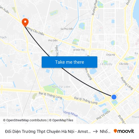 Đối Diện Trường Thpt Chuyên Hà Nội - Amsterdam (Hoàng Minh Giám) to Nhổn City map