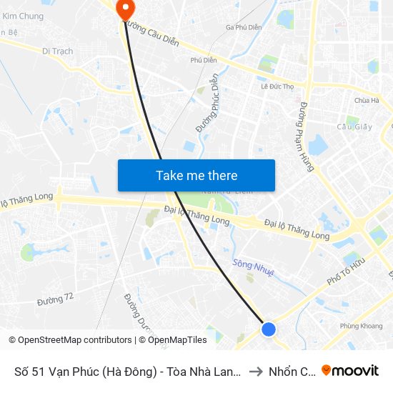 Số 51 Vạn Phúc (Hà Đông) - Tòa Nhà Landmark to Nhổn City map