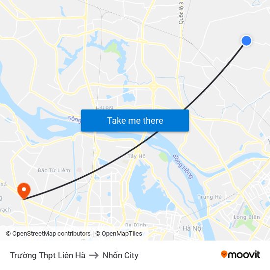 Trường Thpt Liên Hà to Nhổn City map