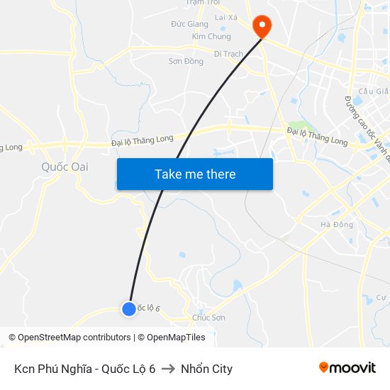 Kcn Phú Nghĩa - Quốc Lộ 6 to Nhổn City map